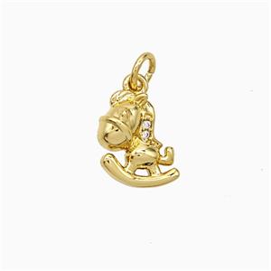 Copper Trojan Horse Pendant Pave Zirconia Gold Plated, approx 9-11mm [FD21584]