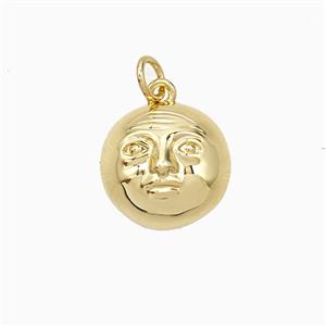 Copper Human-head Pendant Gold Plated, approx 13.5mm [FD21585]