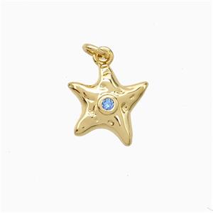 Copper Starfish Pendant Pave Zirconia Gold Plated, approx 11-12mm [FD21587]