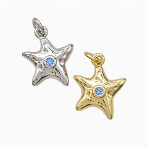 Copper Starfish Pendant Pave Zirconia Mixed, approx 11-12mm [FD21588]