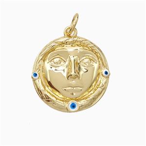 Copper Human-head Pendant Gold Plated, approx 16mm [FD21590]