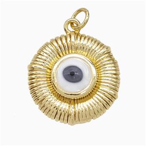 Copper Evil Eye Pendant Enamel Circle Gold Plated, approx 19mm [FD21591]