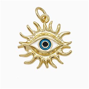 Copper Evil Eye Pendant Enamel Gold Plated, approx 16-18mm [FD21593]
