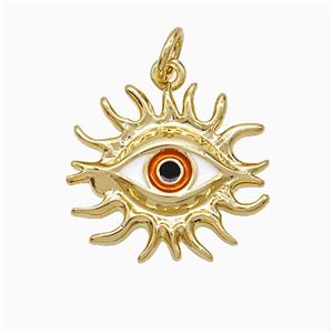 Copper Evil Eye Pendant Enamel Gold Plated, approx 16-18mm [FD21594]