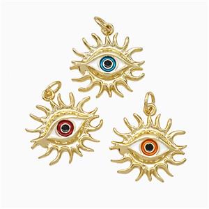 Copper Evil Eye Pendant Enamel Gold Plated Mixed, approx 16-18mm [FD21596]