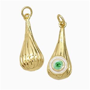 Copper Teardrop Pendant With Evil Eye Enamel Gold Plated, approx 9.5-21mm [FD21599]