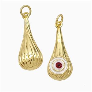 Copper Teardrop Pendant With Evil Eye Enamel Gold Plated, approx 9.5-21mm [FD21600]