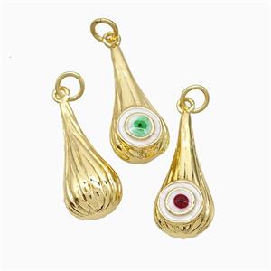 Copper Teardrop Pendant With Evil Eye Enamel Gold Plated Mixed, approx 9.5-21mm [FD21601]