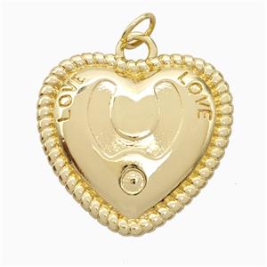 Copper Heart Pendant LOVE Gold Plated, approx 22mm [FD21604]