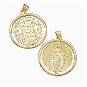 Virgin Mary Charms Copper Pendant CSPB Gold Plated, approx 25mm [FD21612]