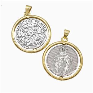 Virgin Mary Charms Copper Pendant CSPB Gold Platinum Plated, approx 25mm [FD21613]