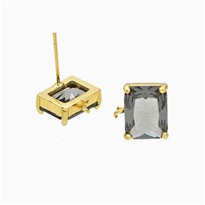Copper Stud Earrings Pave Crystal Glass Gold Plated, approx 8-10mm [FD21623]