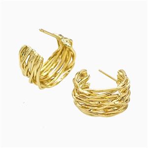 Copper Stud Earrings Gold Plated, approx 10mm, 18mm dia [FD21624]