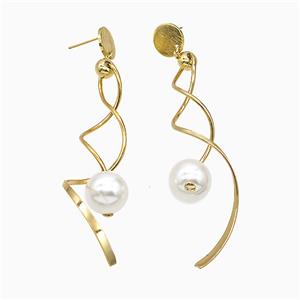 Copper Stud Earrings Pave Pearlized Resin Gold Plated, approx 10mm, 10-70mm [FD21627]