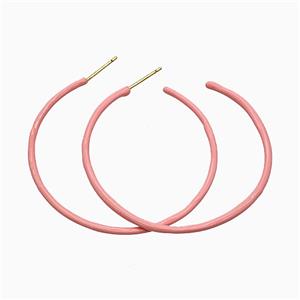 Copper Stud Earrings Pink Lacquered Gold Plated, approx 50mm dia [FD21630]