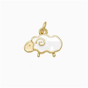 Copper Little Sheep Pendant White Enamel Gold Plated, approx 7-12mm [FD21637]