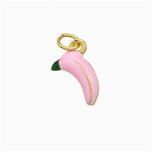 Copper Banana Pendant Pink Enamel Gold Plated, approx 6-11mm [FD21644]