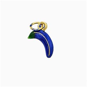 Copper Banana Pendant Blue Enamel Gold Plated, approx 6-11mm [FD21645]