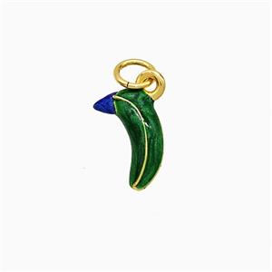 Copper Banana Pendant Green Enamel Gold Plated, approx 6-11mm [FD21646]