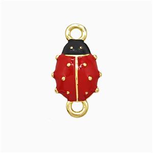 Copper Ladybug Connector Red Enamel Gold Plated, approx 10-12mm [FD21651]