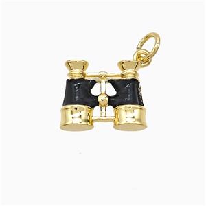 Copper Telescope Pendant Black Enamel Gold Plated, approx 10-13mm [FD21661]