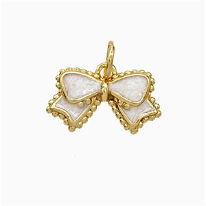 Copper Bowknot Pendant White Painted Gold Plated, approx 8-14mm [FD21666]