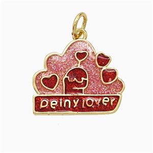 Copper Heart Pendant Red Painted Deinylover Gold Plated, approx 15-17mm [FD21677]