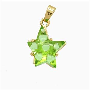 Olive Resin Star Pendant Copper Gold Plated, approx 13-14mm [FD21687]