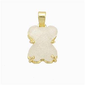 White Resin Bear Pendant Copper Gold Plated, approx 10-13mm [FD21690]