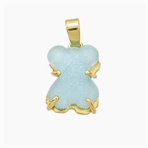 Purple Resin Bear Pendant Copper Gold Plated, approx 10-13mm [FD21692]