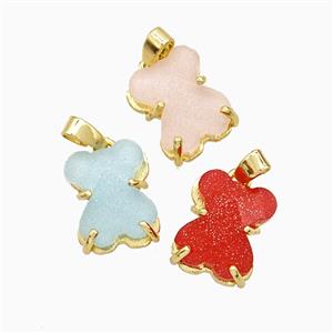 Resin Bear Pendant Copper Gold Plated Mixed, approx 10-13mm [FD21694]