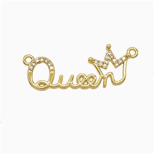Copper Queen Crown Pendant Pave Zirconia 2loops Gold Plated, approx 8-25mm [FD21721]