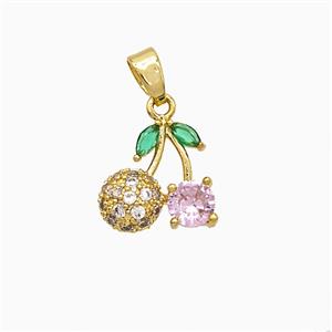 Copper Cherry Pendant Pave Zirconia Gold Plated, approx 12mm [FD21727]