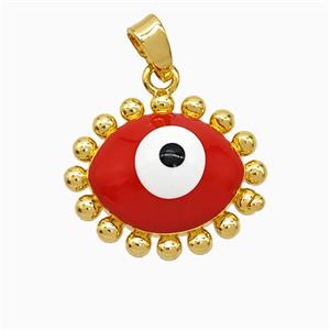 Copper Eye Pendant Red Enamel Gold Plated, approx 14-18mm [FD21728]