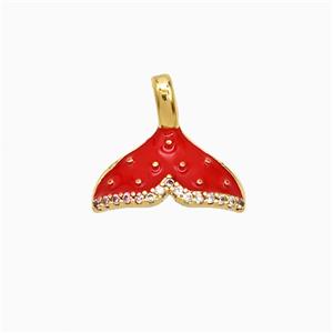 Copper Shark-tail Pendant Red Enamel Gold Plated, approx 12.5-14.5mm [FD21740]
