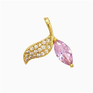 Copper Shark-Tail Pendant Pave Zirconia Crystal Glass Gold Plated, approx 15-16mm [FD21741]
