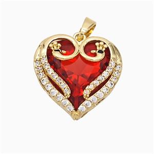 Copper Heart Pendant Pave Zirconia Crystal Glass Gold Plated, approx 16mm [FD21755]