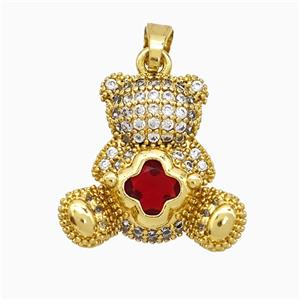 Copper Bear Pendant Pave Zirconia Crystal Glass Gold Plated, approx 19-20mm [FD21765]