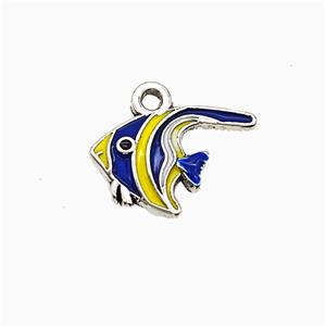 Copper Fish Pendant Blue Yellow Enamel Platinum Plated, approx 10-15mm [FD21766]