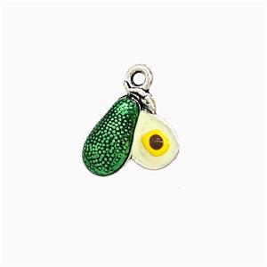 Copper Pear Pendant Green Painted Platinum Plated, approx 10-12mm [FD21767]