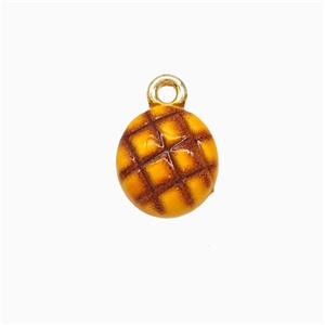 Pineapple Charms Copper Pendant Brown Enamel Gold Plated, approx 9-10mm [FD21774]