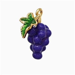 Copper Grapebunch Pendant Purple Enamel Gold Plated, approx 9-17mm [FD21782]
