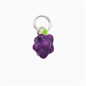 Copper Grape Pendant Purple Enamel Platinum Plated, approx 8-12mm [FD21789]
