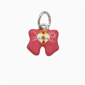 Copper Awareness Ribbons Pendant Pink Enamel Platinum Plated, approx 10-12mm [FD21792]
