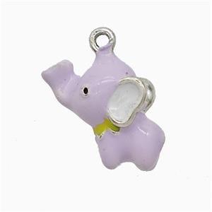 Copper Elephant Pendant Lavender Enamel Platinum Plated, approx 10-17mm [FD21799]