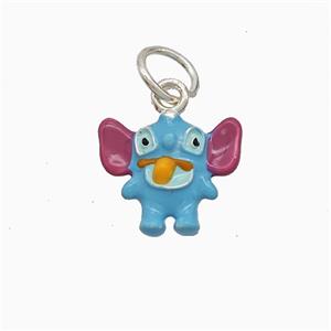 Copper Elephant Pendant Multicolor Enamel Platinum Plated, approx 12-14mm [FD21800]