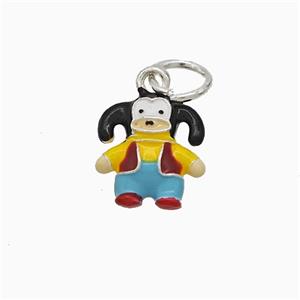 Cartoon OX Charms Copper Pendant Multicolor Enamel Platinum Plated, approx 12-13mm [FD21801]