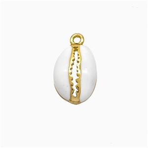 Copper Scallop Pendant White Enamel Gold Plated, approx 9-13mm [FD21813]
