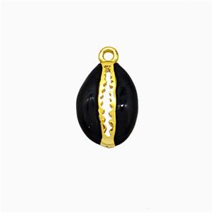 Copper Scallop Pendant Black Enamel Gold Plated, approx 9-13mm [FD21814]