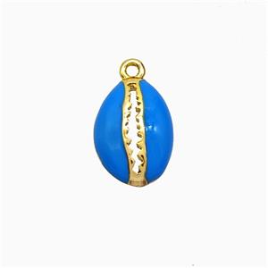 Copper Scallop Pendant Blue Enamel Gold Plated, approx 9-13mm [FD21815]